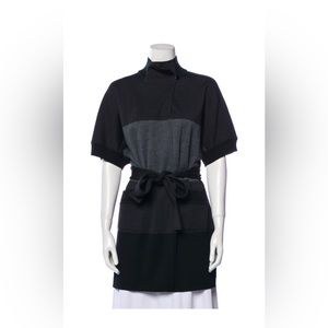 ST. JOHN colorblock pattern mock neck sweater